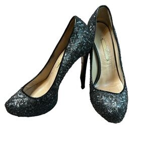 Designer NICHOLAS KIRKWOOD Gunmetal Glitter Sequin Stiletto Heel Platform Pump 8